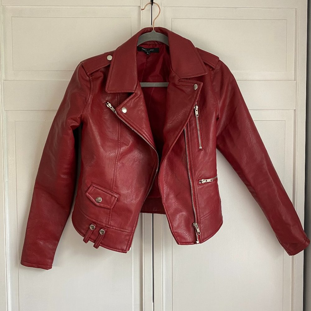 Small Red Faux Leather Jacket NWOT